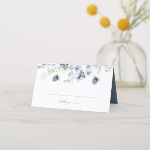 Dusty Blue Floral Wedding Place Card
