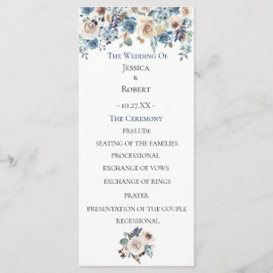 Dusty Blue Floral Wedding Program