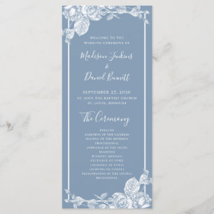 Dusty Blue Floral Wedding Program