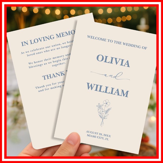 Dusty Blue Floral | Wedding Program (Creator Uploaded)