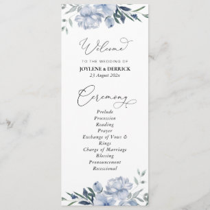 dusty blue floral wedding program