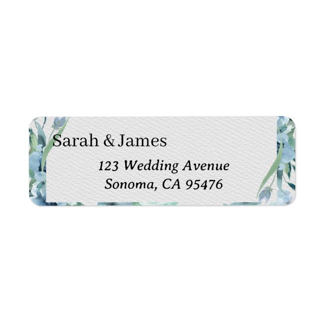Dusty Blue Floral Wedding Return Address Label (Front)