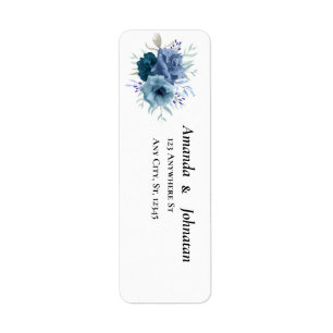 Dusty Blue Floral Wedding Return Address Labels 