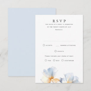 Dusty Blue Floral Wedding RSVP Cards
