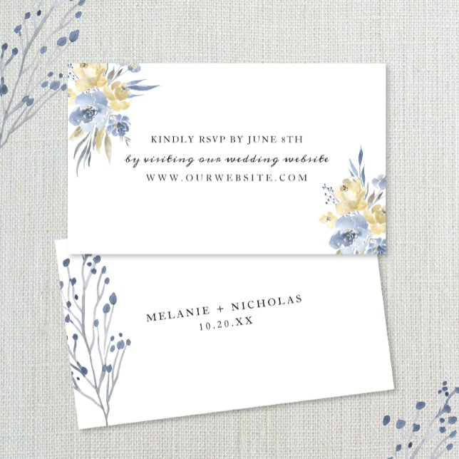 Dusty Blue Floral wedding RSVP online Enclosure Card (Creator Uploaded)