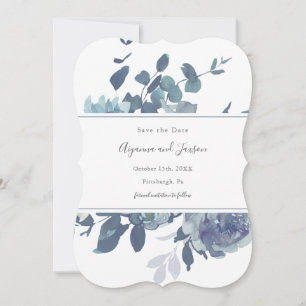 Dusty Blue Floral Wedding Save The Date