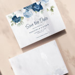 Dusty Blue Floral Wedding Save the Date Card<br><div class="desc">Elegant floral watercolor dusty blue,  white,  and navy floral bouquet wedding save the date card. The card features a script "Save the Date",  that can be changed to a font type of your choice that are available here when you click the "Personalize" button.</div>