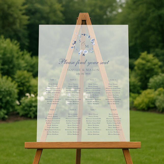 Dusty Blue Floral Wedding Seating Chart (Creator Uploaded)