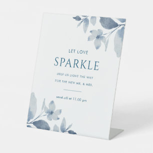 Dusty Blue Floral Wedding Sparkler Send Off Sign