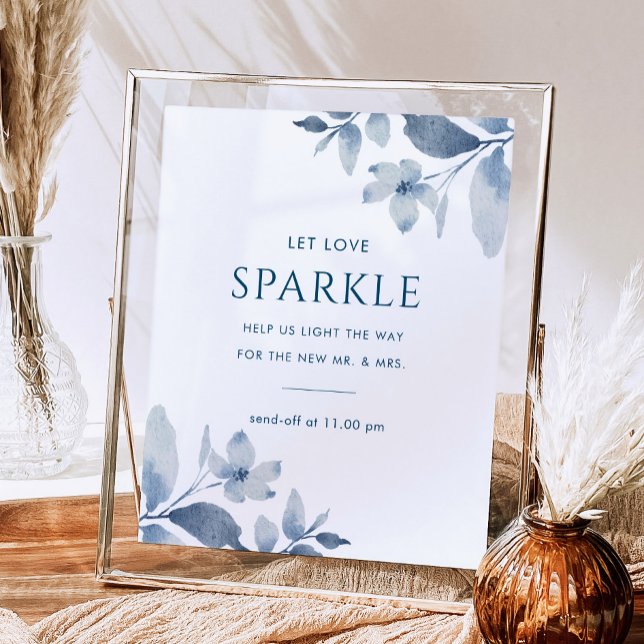 Dusty Blue Floral Wedding Sparkler Send Off Sign (Creator Uploaded)