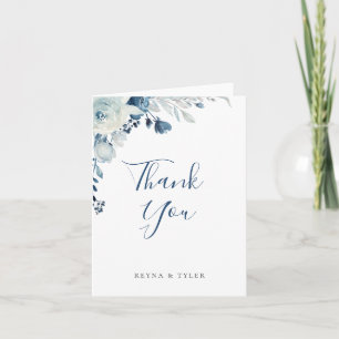Dusty Blue Floral Wedding Thank You