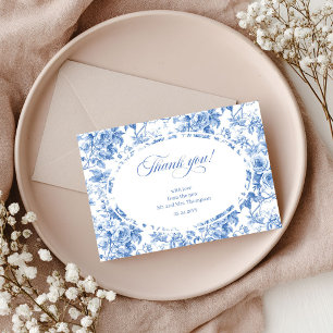 Dusty Blue Floral Wedding Thank You Card
