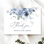 Dusty Blue Floral Wedding Thank You Card<br><div class="desc">Dusty Blue Floral Wedding Thank You Card. Matching items available. See full collection here: https://www.zazzle.com/collections/elegant_dusty_blue_floral_bouquet-119743866163758178</div>