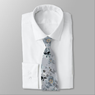 Dusty Blue Floral Wedding Tie