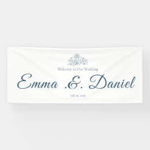 Dusty Blue Floral Wedding Welcome Sign