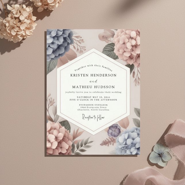 Dusty Blue Floral Whimsy Wedding Invitation (Creator Uploaded)