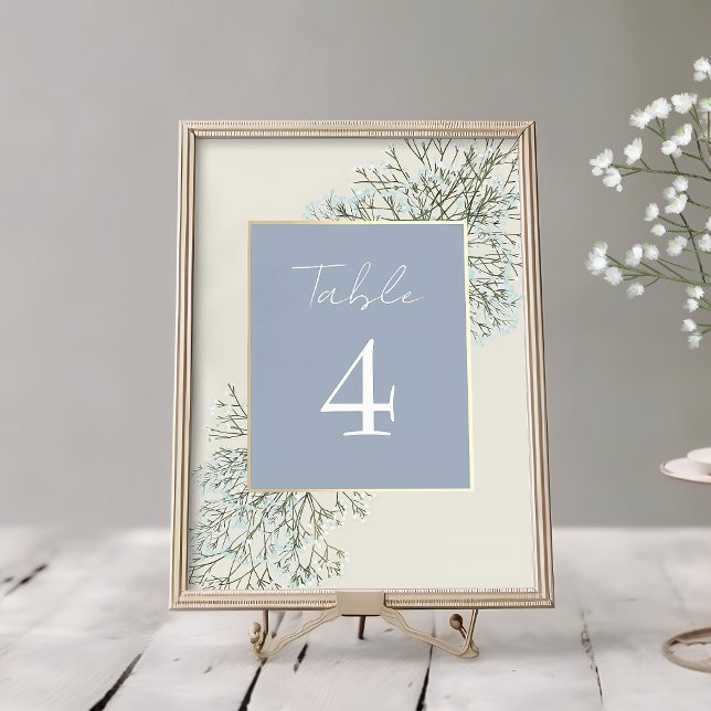 Dusty Blue Floral Winter Wedding Table Number (Creator Uploaded)