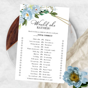 Dusty Blue Floral Would She Rather Game Flyer