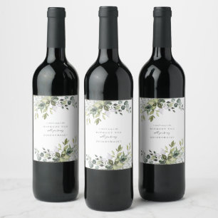 Dusty Blue Florals Bridesmaid Proposal Wine Label