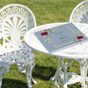 Dusty blue florals greenery wedding guest book