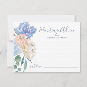 Dusty Blue Florals Marriage Advice Cards