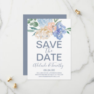Dusty Blue Florals Save the Date Card