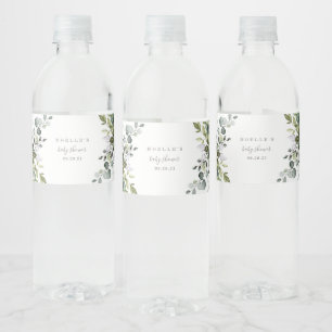 Dusty Blue Florals Water Bottle Labels