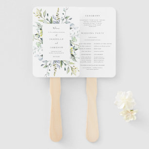 Dusty Blue Florals Wedding Program Fan