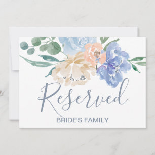 Dusty Blue Florals Wedding Reserved Sign Invitation