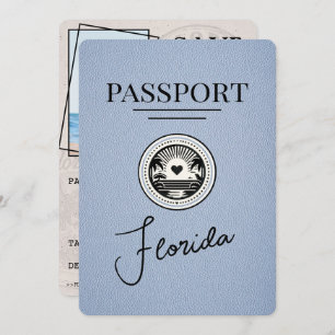 Dusty Blue Florida Passport Save The Date