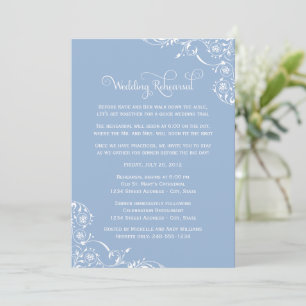 Dusty Blue Flourish Wedding Rehearsal Invitation
