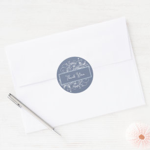 Dusty Blue Flourish Wedding Thank You Stickers