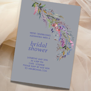Dusty Blue Flower Garden Bridal Shower Invitation