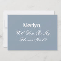 Dusty Blue Flower Girl Proposal Wedding Minimal