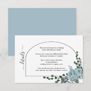 Dusty blue flowers and arch floral wedding enclosure card