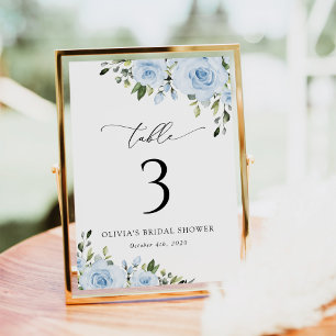 Dusty Blue Flowers, Greenery, Boho, Table Numbers