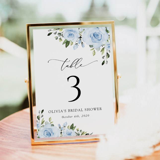 Dusty Blue Flowers, Greenery, Boho, Table Numbers (Creator Uploaded)