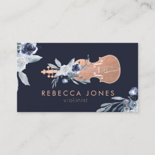 dusty blue flowers violinist business card