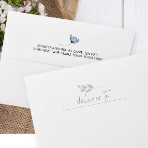 Dusty Blue Flowers Wedding Invitation Envelope