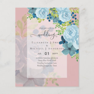 DUSTY BLUE FLOWERS WEDDING INVITES - BUDGET FLYER