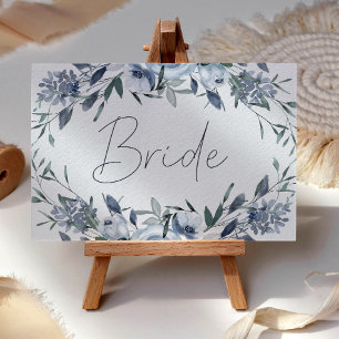 Dusty Blue Flowers Wedding Reserved Place Card