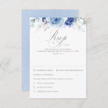 Dusty Blue Flowers Wedding RSVP