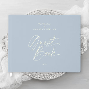 Dusty Blue Foil Wedding Guest Book