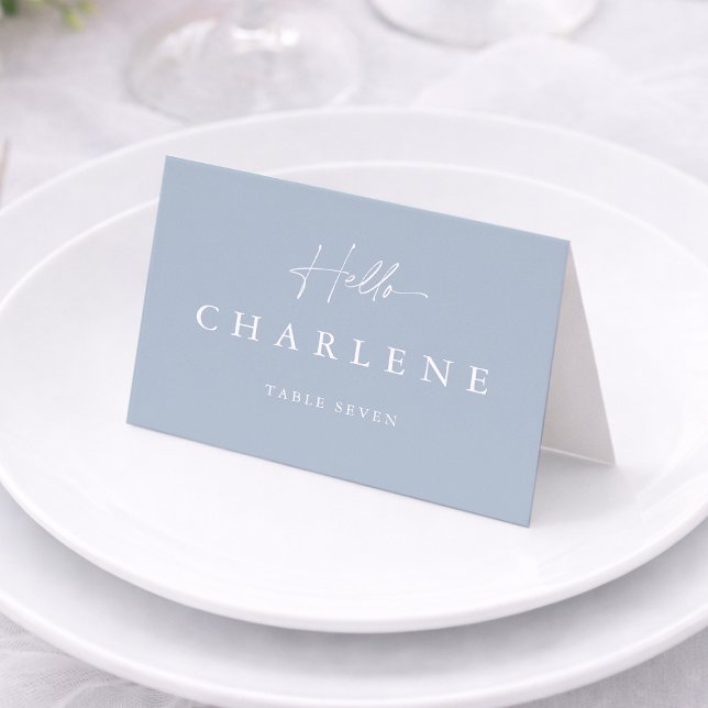 Dusty Blue Folded Wedding Place Card (Creator Uploaded)