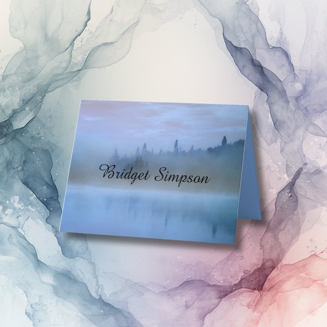 dusty blue forest landscape wedding thank you card (Creator Uploaded)