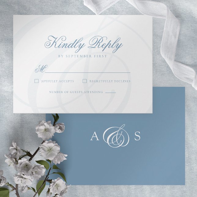 Dusty Blue Formal Wedding RSVP Card (Creator Uploaded)