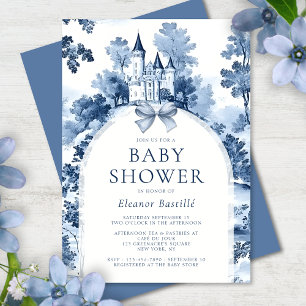 Dusty Blue French Baby Shower  Invitation