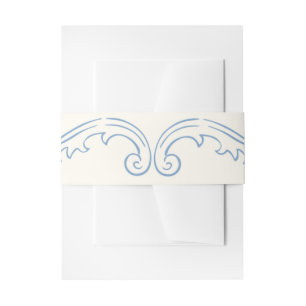 Dusty Blue French Toile Wedding Invite Belly Bands Invitation Belly Band