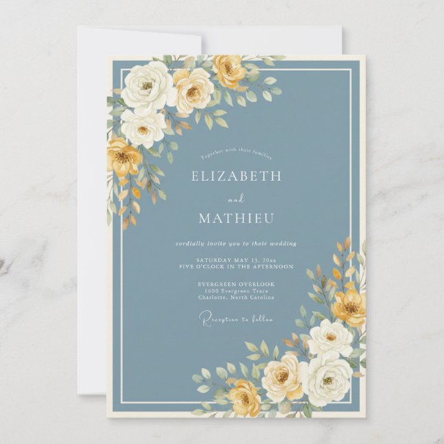 Dusty Blue Frosted Winter Wedding Invitation (Front)
