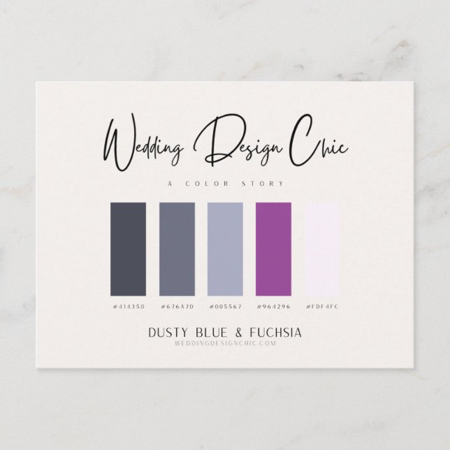 Dusty Blue Fuchsia Colour Palette with Hex Codes Postcard (Front)